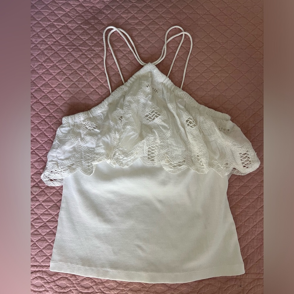 Anthropologie White Halter Top